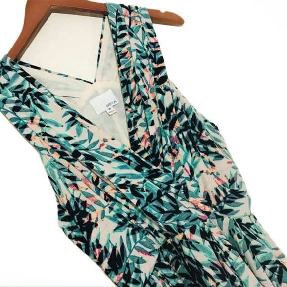 GREYLIN Leaf Lagoon Print Silk Fit and Flare Dress Size Medium - Picture 5 of 6